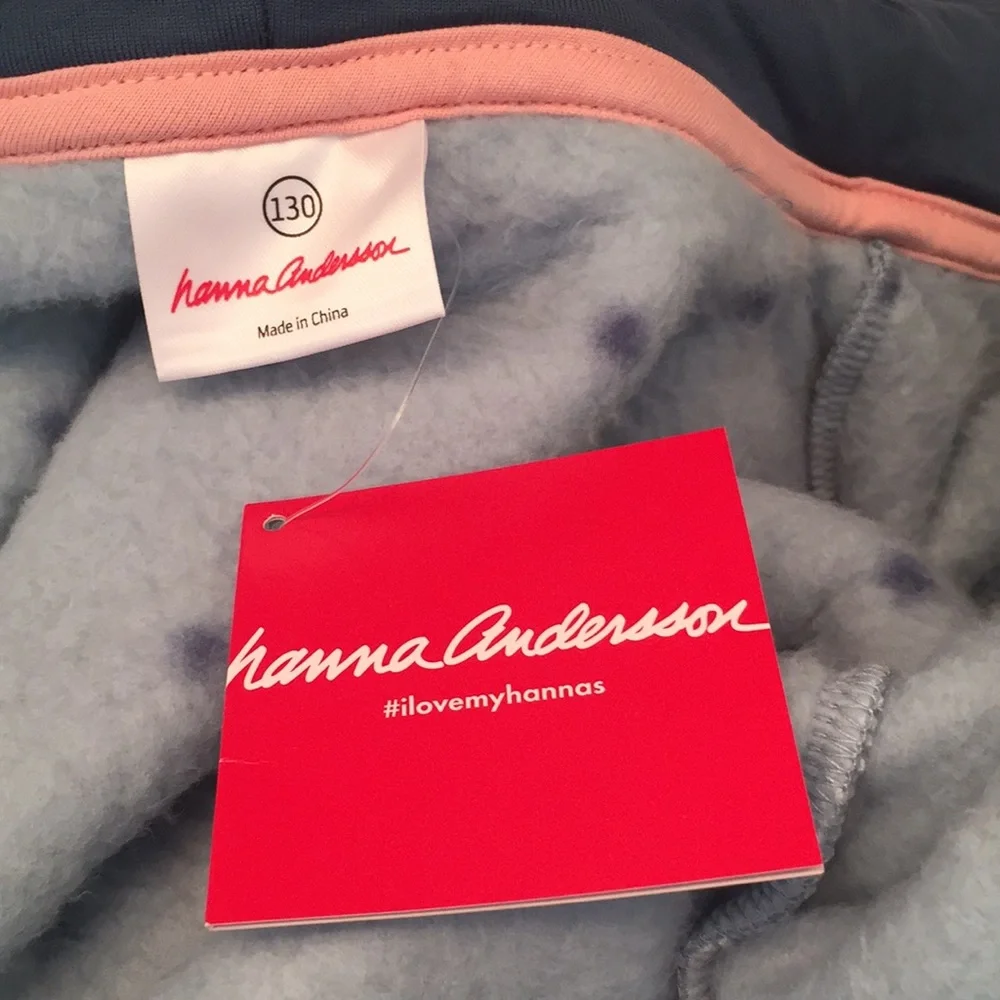 NWT Hanna Andersson girls teal fleece hoodie jacket in 6-7